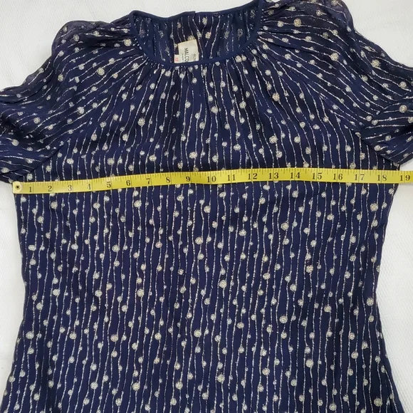 Vintage Rizkallah for Malcolm Starr Navy Gold Blouse Size 12